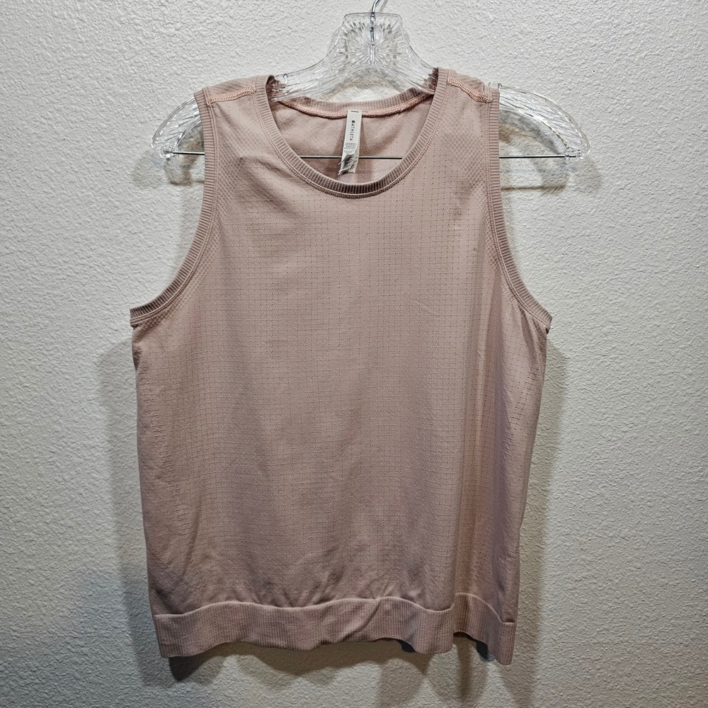 Athleta In Motion Tank Top Mauve Pink Seamless Perforated Mesh Workout Shirt M